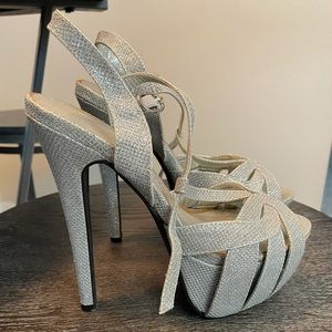 Silver Sparkle Platform Heels
